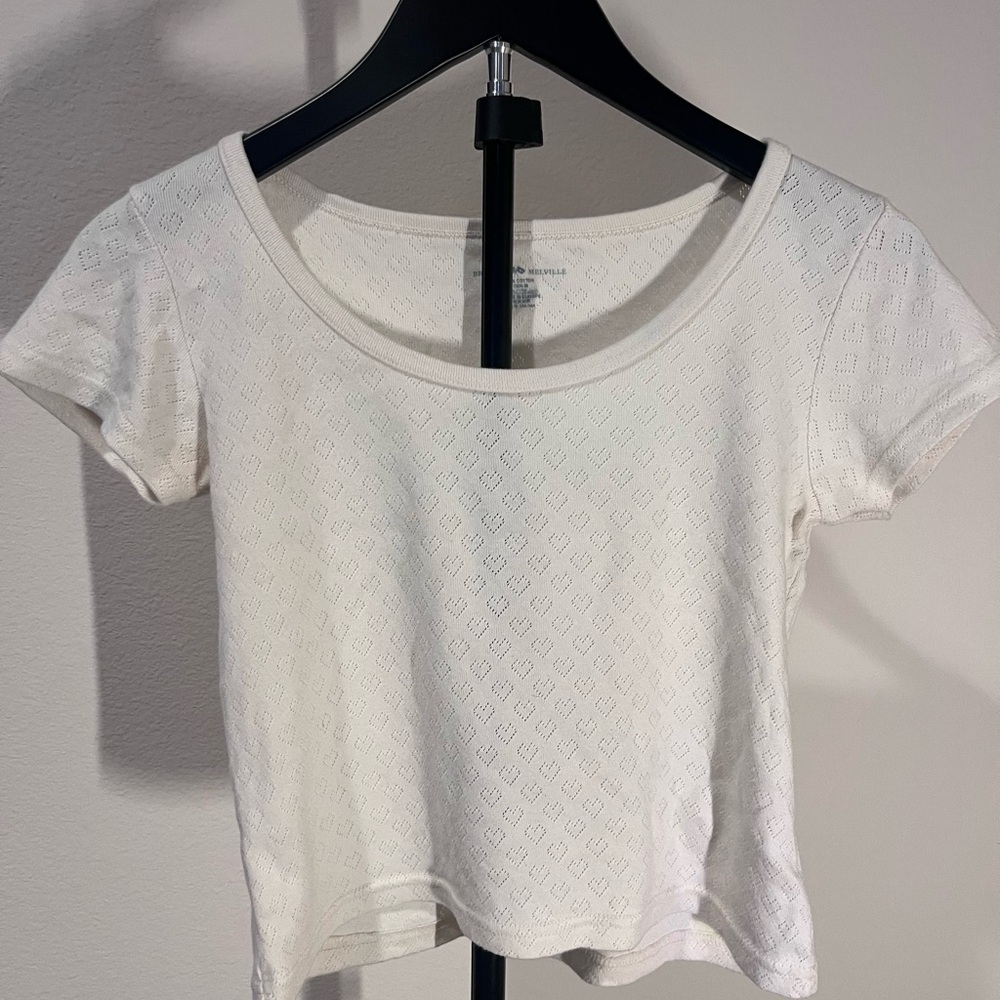 Brandy Melville White Textured Crop Top